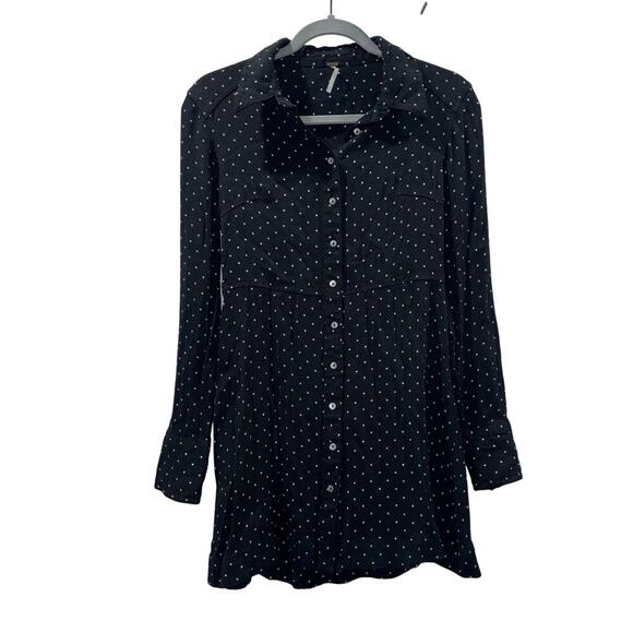 Free People This Town Long Sleeve Polka Dot Shirt Dress | Size Small - Picture 4 of 15